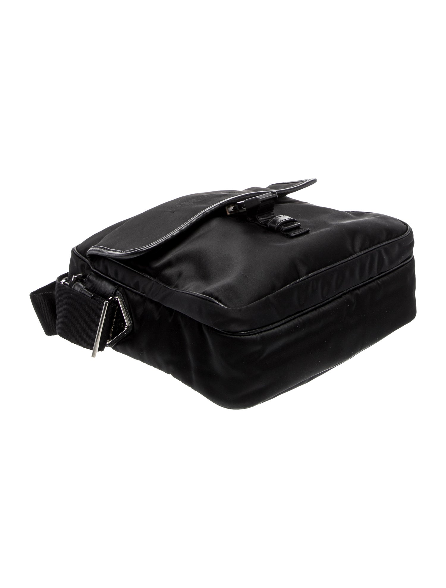 Prada Enameled Metal Triangle Messenger Bag